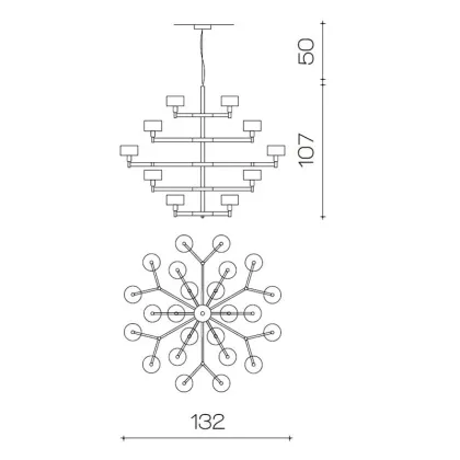 Zdjęcie Żyrandol wykonany z mosiądzu w kolorze polerowanego niklu w komplecie z abażurami - Il Paralume Marina