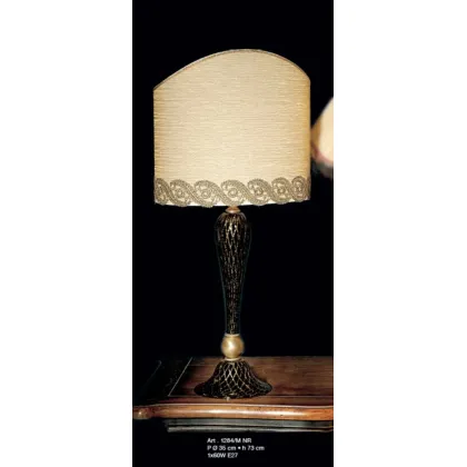 Zdjęcie Lampa z czarnego szkła Murano ze złotym rombem i zamkniętym kloszem – Il Paralume Marina