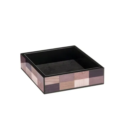 Picture Exclusive desk organizer made of wood, inlaid veneer and black Alcantara