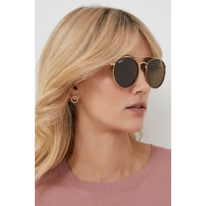 Zdjęcie Ray-Ban okulary przeciwsłoneczne damskie kolor brązowy 0RB3647N