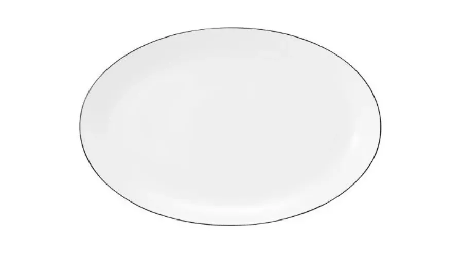 obrazek 1 Biały porcelanowy owalny półmisek z czarną obwódką w stylu klasycznym - Tettau