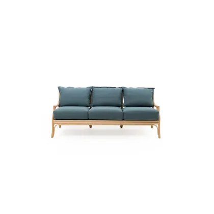 Picture Three-seater rattan sofa with a backrest decoration in oxidized brass