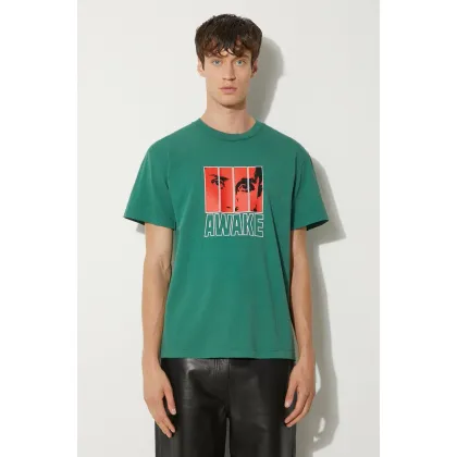 Zdjęcie Awake NY t-shirt bawełniany Vegas T Shirt męski kolor zielony z nadrukiem SP24-TS006