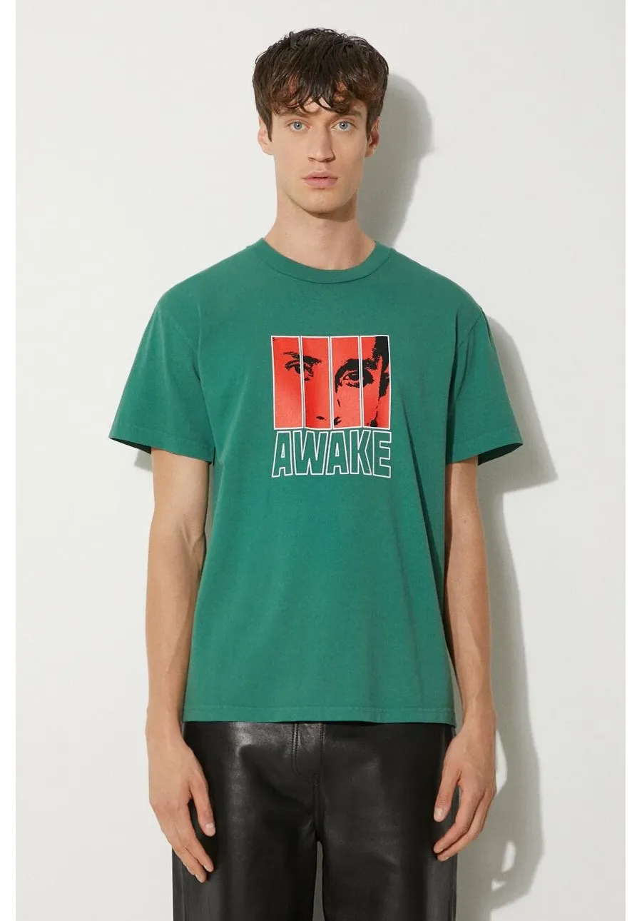 obrazek 1 Awake NY t-shirt bawełniany Vegas T Shirt męski kolor zielony z nadrukiem SP24-TS006
