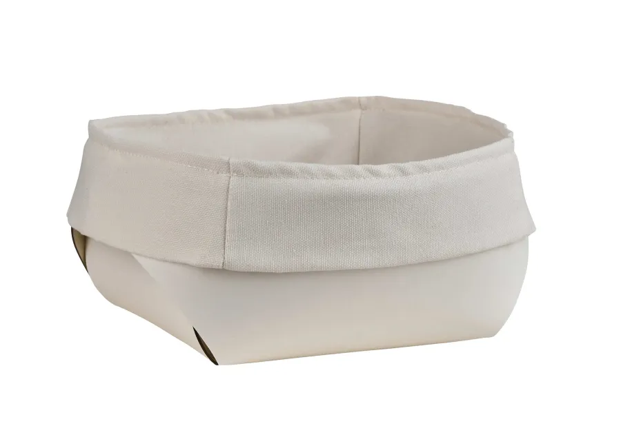 obrazek 2 Elegancki biały skórzany koszyk w rozmiarze 15x15xH7 cm