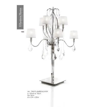 Zdjęcie Chromowana lampa z wisiorkami z kryształu Swarovskiego, cyrkoniami i białymi abażurami - Il Paralume Marina