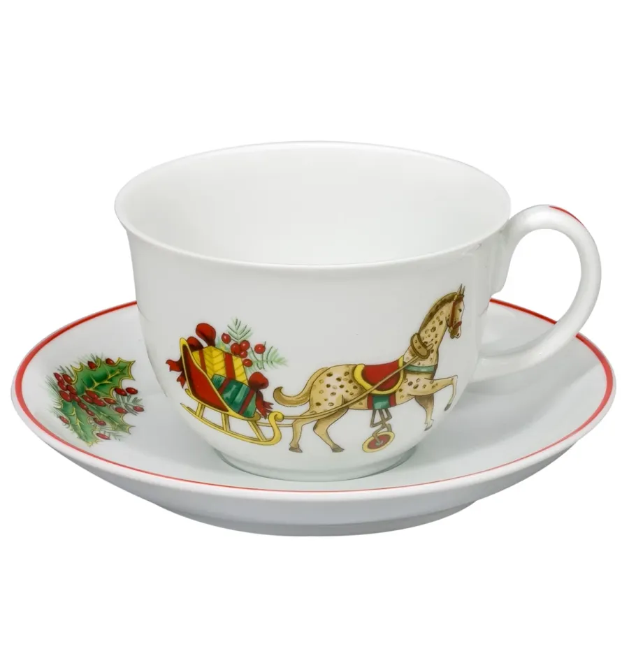 obrazek 5 Porcelanowy zestaw 6 filiżanek do herbaty ze spodkami ze świątecznej kolekcji Christmas Magic - Vista Alegre