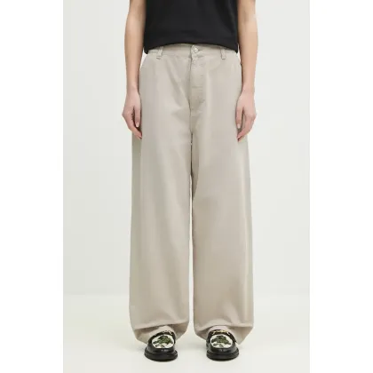 Zdjęcie Carhartt WIP spodnie bawełniane Brandon Single Knee Pant damskie kolor beżowy fason chinos high waist I034838.2OR4O.