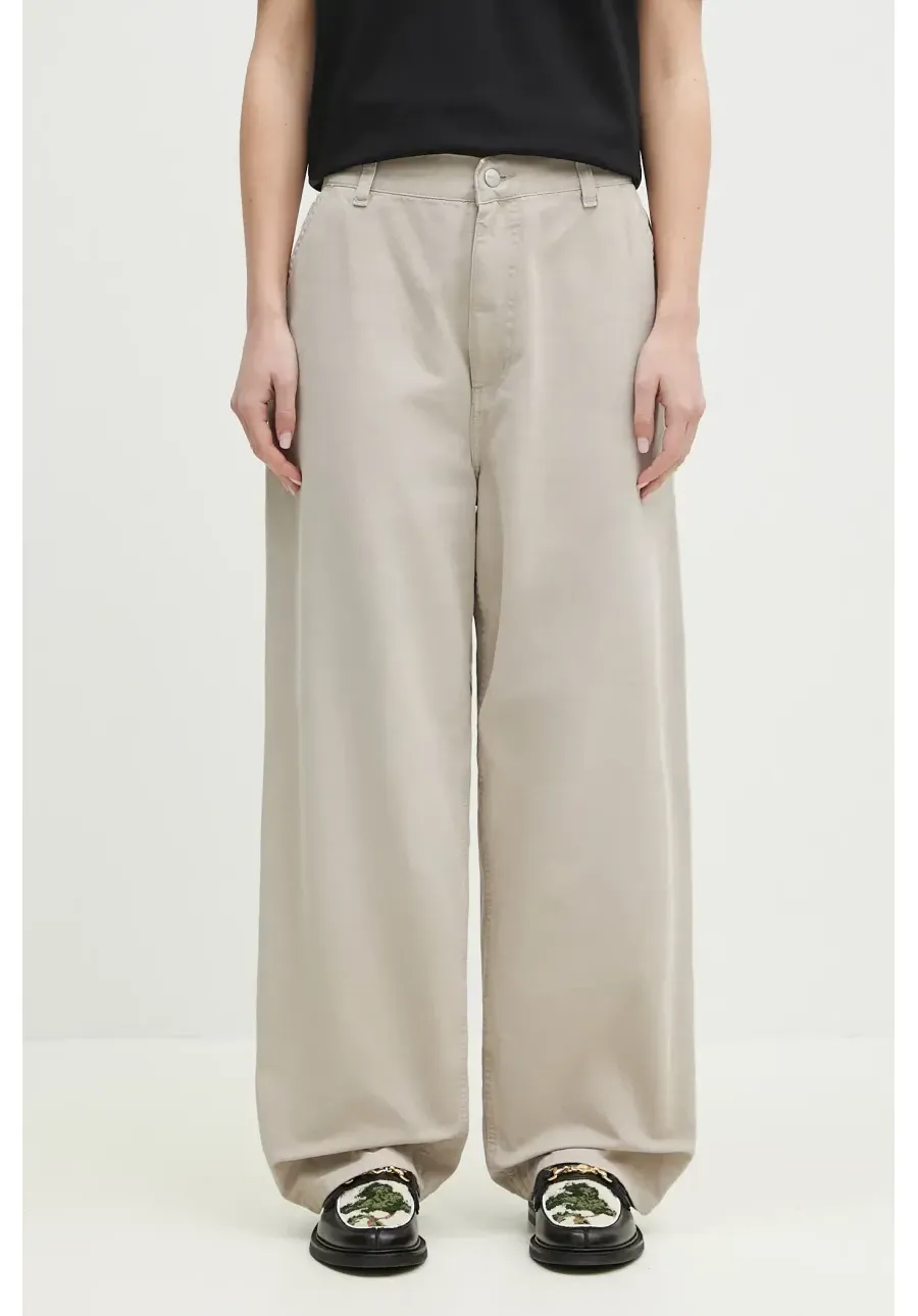 obrazek 1 Carhartt WIP spodnie bawełniane Brandon Single Knee Pant damskie kolor beżowy fason chinos high waist I034838.2OR4O.