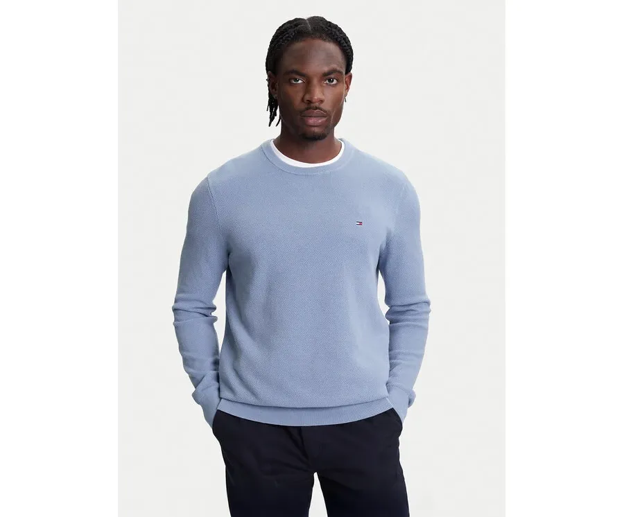 obrazek 1 Tommy Hilfiger Sweter Essential MW0MW36347 Błękitny Regular Fit
