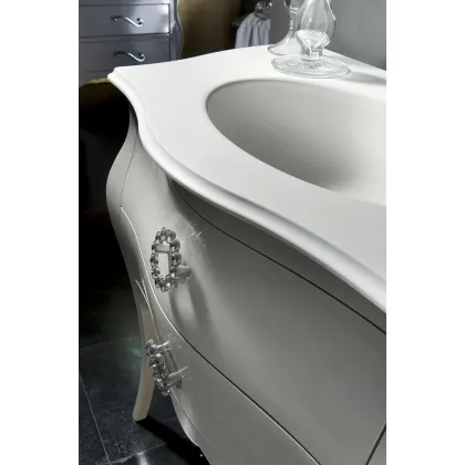 Zdjęcie Mineralny marmurowy blat z zaokrągloną umywalką - Zanini