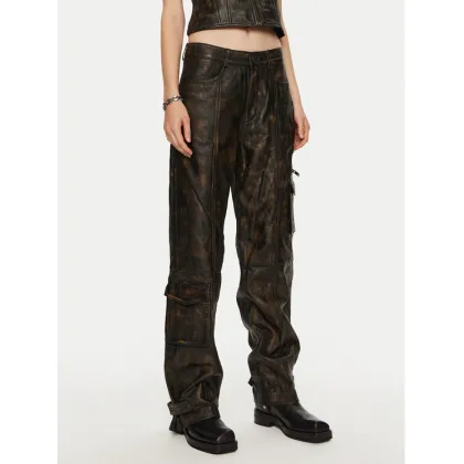 Zdjęcie Gestuz Spodnie skórzane Tracky 10909474 Brązowy Loose Fit