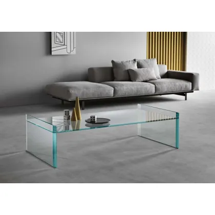 Zdjęcie Wyrafinowany szklany niski stół z fazowanymi krawędziami - Tonelli Design