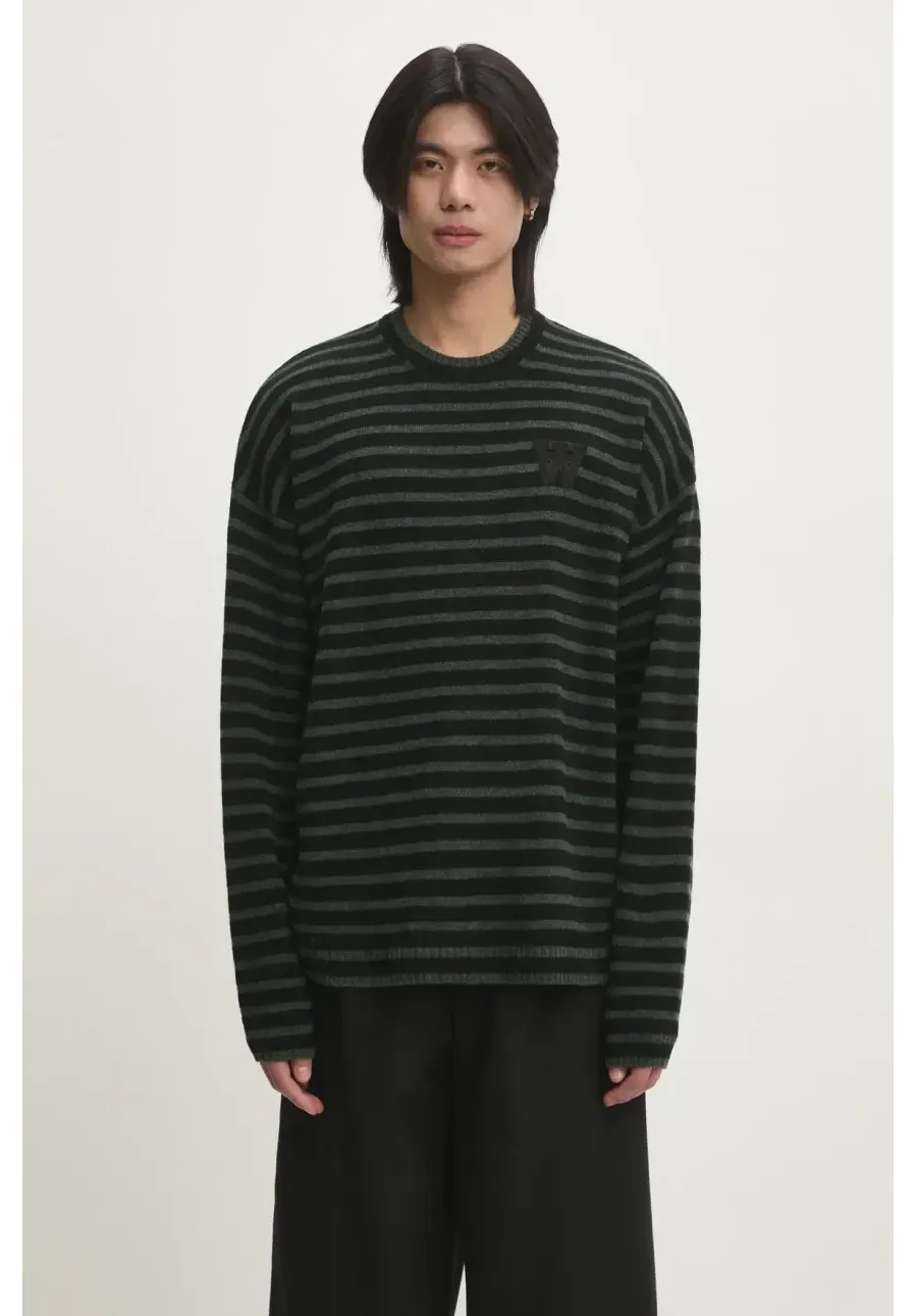 obrazek 1 Wood Wood sweter wełniany Tya Striped Oversized Jumper męski kolor zielony  10315502.4159