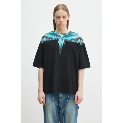 Zdjęcie Marcelo Burlon t-shirt bawełniany Colordust Wings Boxy T-Shirt Black Turqu męski kolor czarny z nadrukiem CMAA05AS25JER0011043