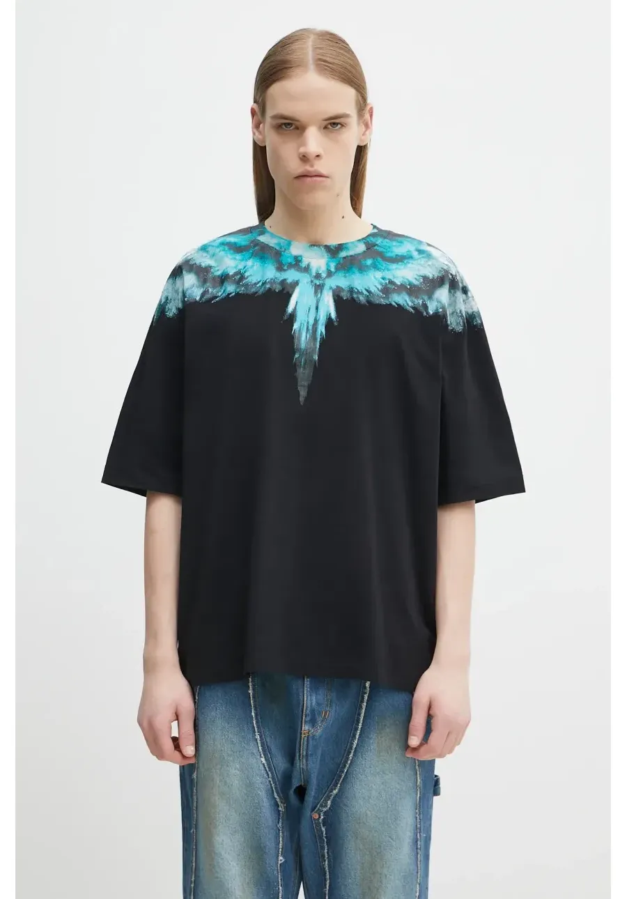 obrazek 1 Marcelo Burlon t-shirt bawełniany Colordust Wings Boxy T-Shirt Black Turqu męski kolor czarny z nadrukiem CMAA05AS25JER0011043