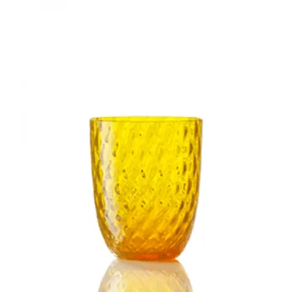 Zdjęcie Dekoracyjna szklanka do wody w kolorze żółtym szkło Murano