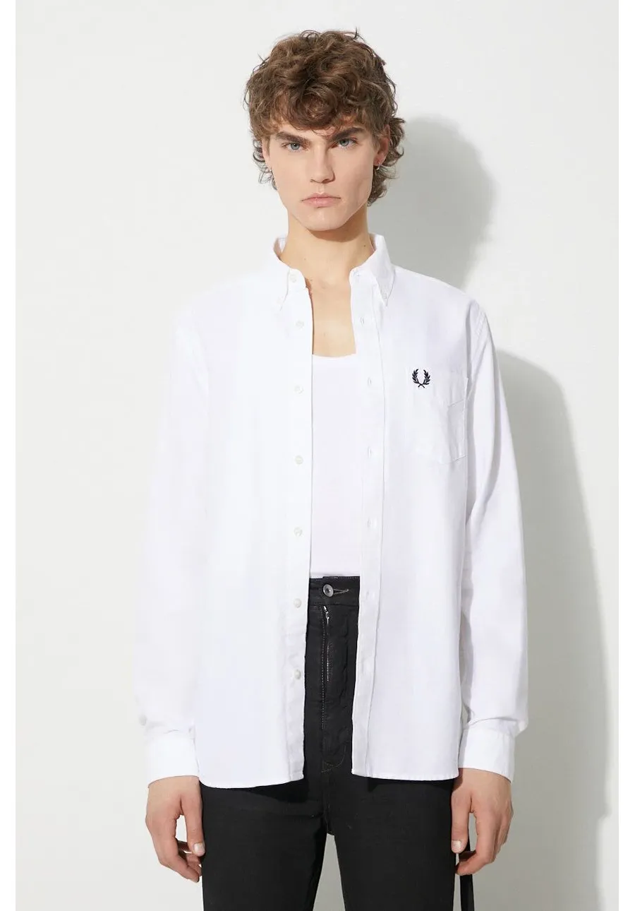 obrazek 1 Fred Perry koszula bawełniana męska kolor biały regular z kołnierzykiem button-down M5684.100