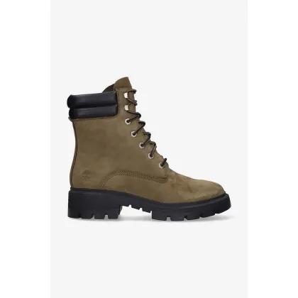 Zdjęcie Timberland botki zamszowe Cortina Walley damskie kolor brązowy na płaskim obcasie A5T8R-GREEN