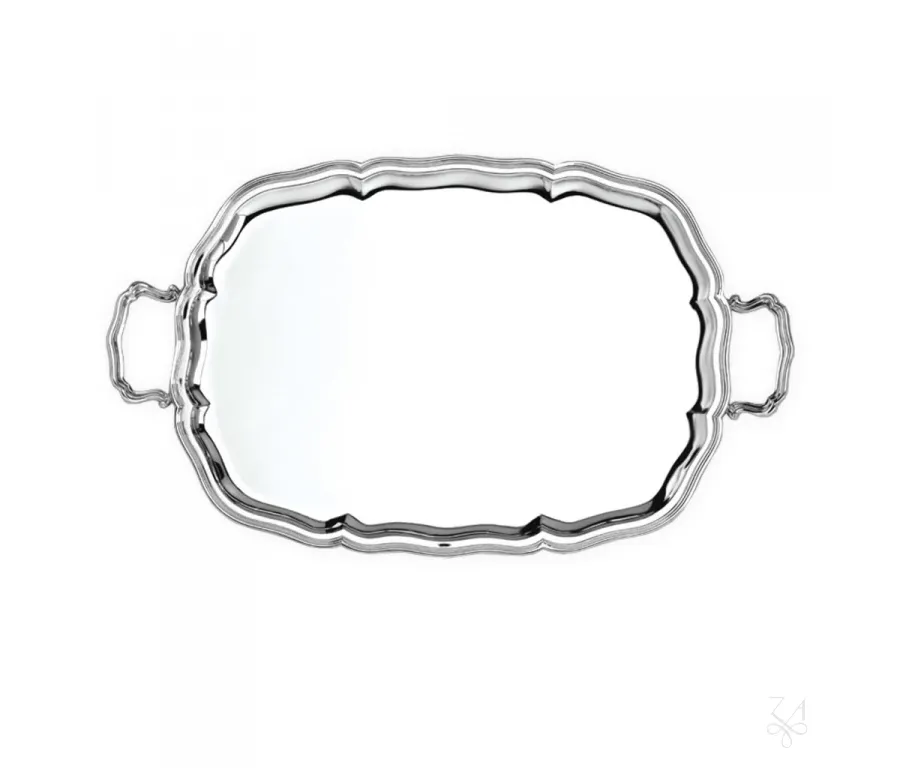 obrazek 1 Luksusowa srebrna taca Settecento 47×35 cm z rączkami – Zaramella Argenti