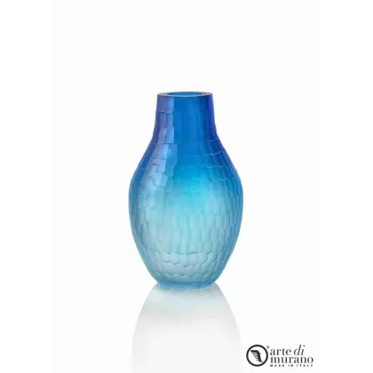 Zdjęcie Modernistyczny cieniowany kuty wazon ze szkła Murano