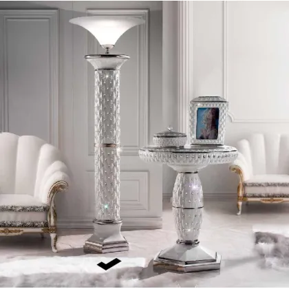 Picture Luxurious lamp in white and platinum made of Italian ceramics - Bruno Costenaro