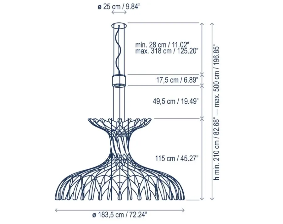 obrazek 3 Niezwykłe oświetlenie do domu - lampa wisząca z kolekcji Dome - ⌀ 180 cm