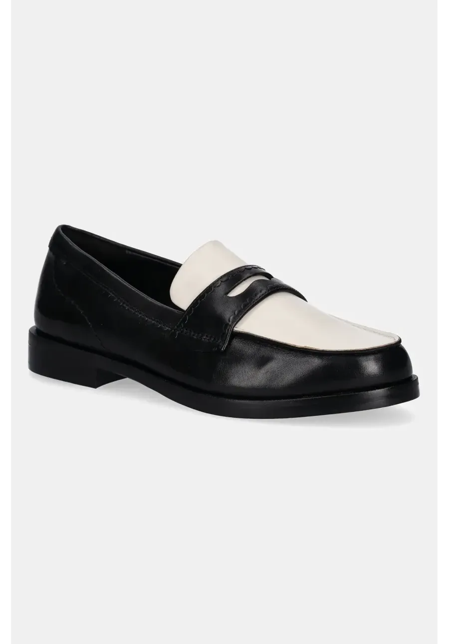 obrazek 1 Clarks Originals półbuty skórzane Straven Edge damskie kolor czarny na płaskim obcasie 26181270