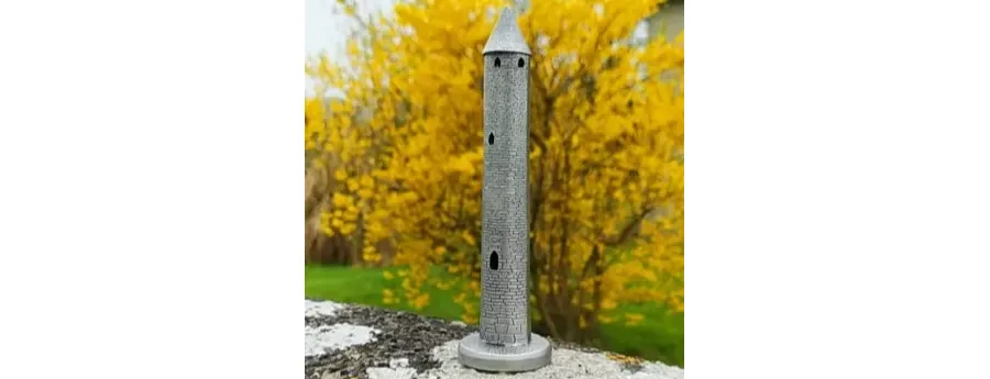 obrazek 1 Unikalna miniaturowa rzeźba okrągłej wieży z pewteru