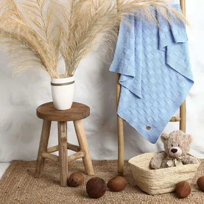 Zdjęcie Kocyk dziecięcy Vichy 80x100 niebieski