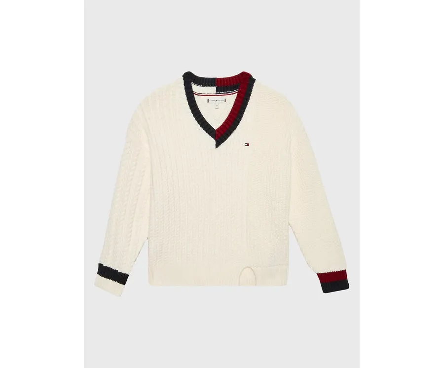 obrazek 1 Tommy Hilfiger Sweter KG0KG06903 Écru Oversize