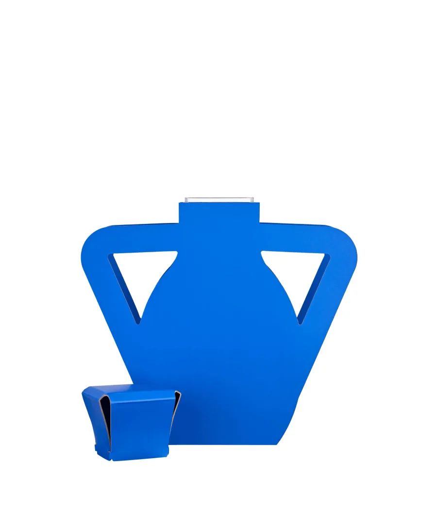 obrazek 2 Designerski skórzany wazon Otto 9x41xH44 cm w wyjątkowym kolorze błękitu Majorelle