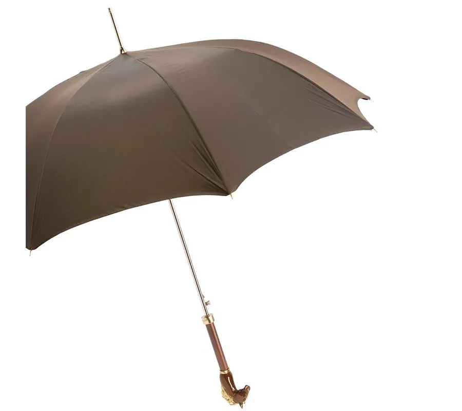 obrazek 7 Oryginalny brązowy parasol męski z rączką w kształcie głowy konia - Pasotti