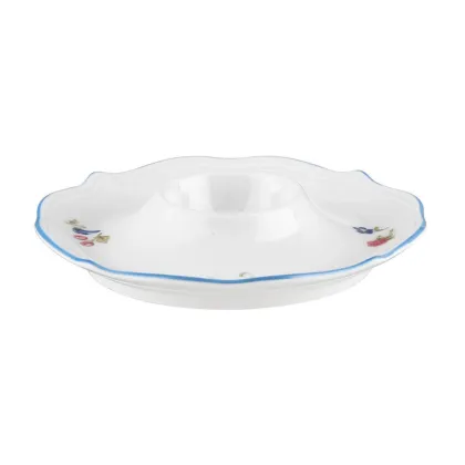 Zdjęcie Piękny porcelanowy talerzyk do jajek zdobiony kwiatowym motywem – Seltmann Weiden