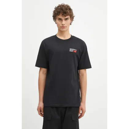 Zdjęcie New Balance t-shirt bawełniany męski kolor czarny z aplikacją MT41908BK