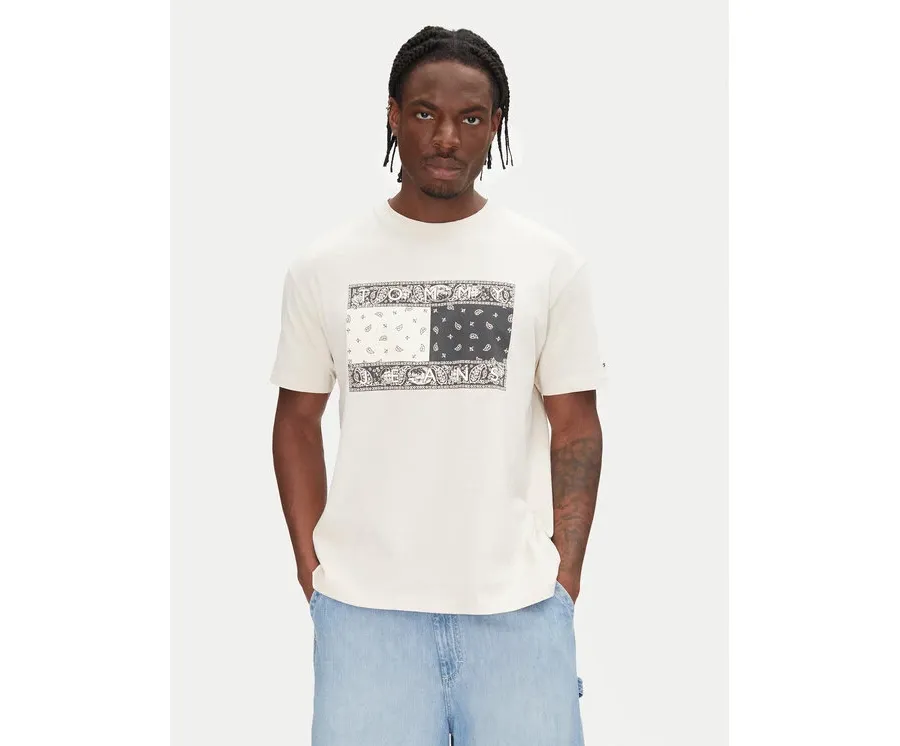 obrazek 1 Tommy Jeans T-Shirt Paisley Flag DM0DM20810 Beżowy Relaxed Fit