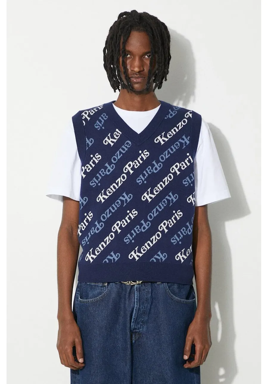 obrazek 1 Kenzo kamizelka z domieszką wełny by Verdy Vest kolor granatowy  FE55PU4583CB.77