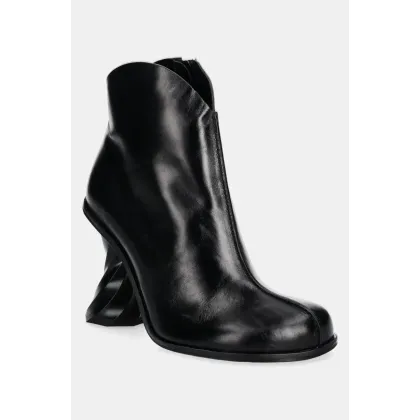 Zdjęcie JW Anderson botki skórzane Twist Heel damskie kolor czarny na słupku ANW43211A