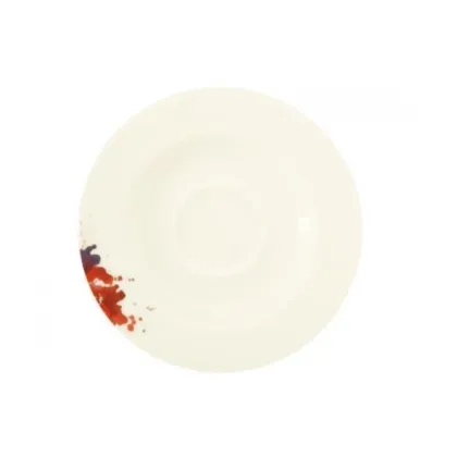 Zdjęcie Kremowy okrągły spodek zdobiony motywem kwiatu geranium z Niemiec – Tettau