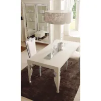 Zdjęcie Rozkładany stół Hervè 200-250x100, patynowane białe wykończenie ze srebrnymi detalami, blat z lustrzaną wstawką - Avenanti
