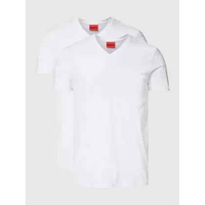 Zdjęcie T-shirt z nadrukiem z logo w zestawie 2 szt. model ‘HUGO-V’