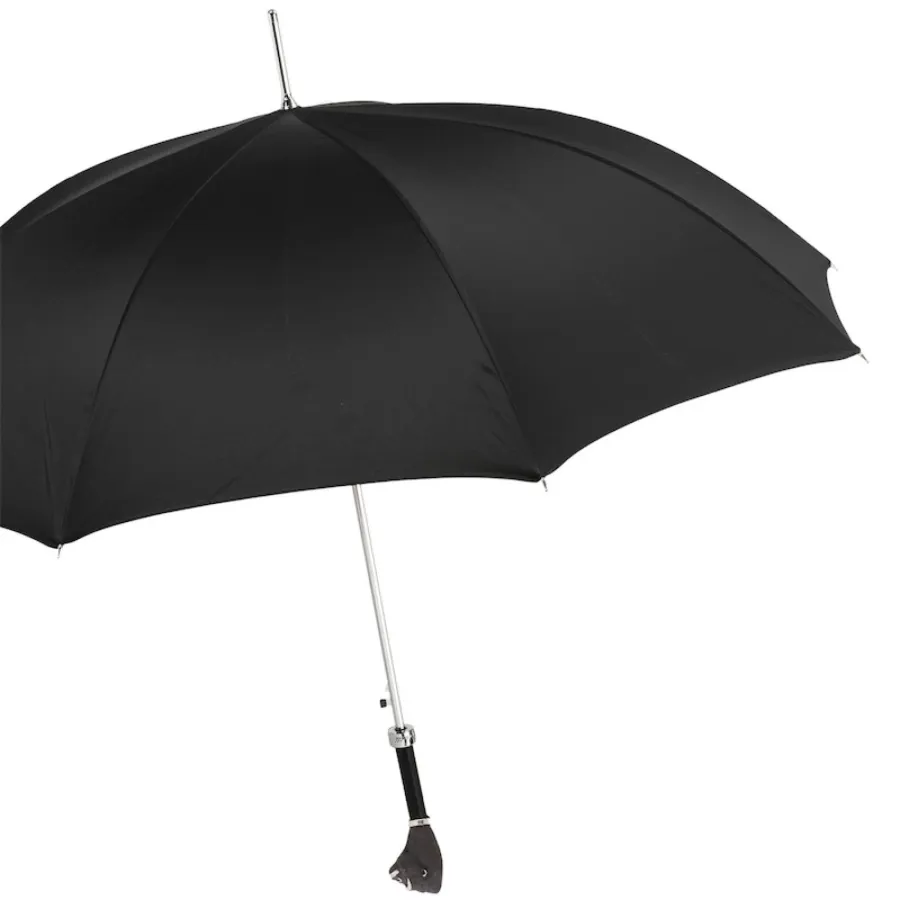 obrazek 7 Stylowy czarny parasol męski z rączką w kształcie głowy goryla - Pasotti