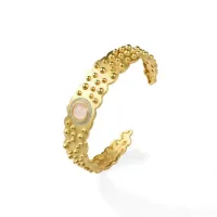 Picture Prestige Bracelet 18K Gold Plated Silver Lab Diamond Pink Opal