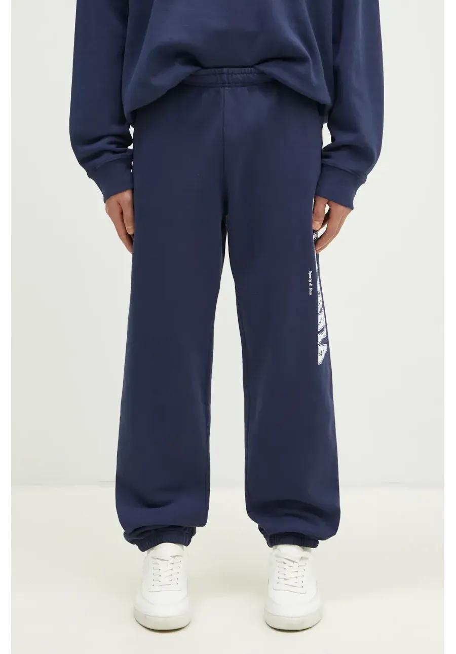 obrazek 1 Sporty & Rich spodnie dresowe bawełniane California kolor granatowy z nadrukiem PA036516501BL32