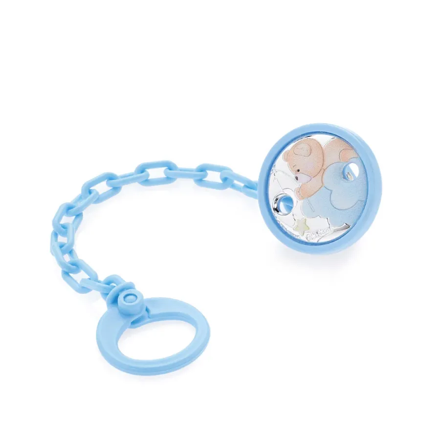 obrazek 1 Stylowy niebieski uchwyt na smoczek „Niedźwiedź rybak”