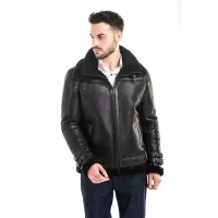 Zdjęcie Elegancka męska kurtka skórzana z kożuchem - A&A Vesa