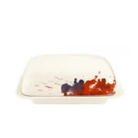 Zdjęcie Wyjątkowa maselniczka z pokrywką z porcelany zdobiona motywem kwiatu geranium w stylu klasycznym – Tettau