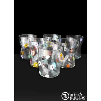 Zdjęcie Ręcznie robione szklanki z motywem kwiatów szkło Murano