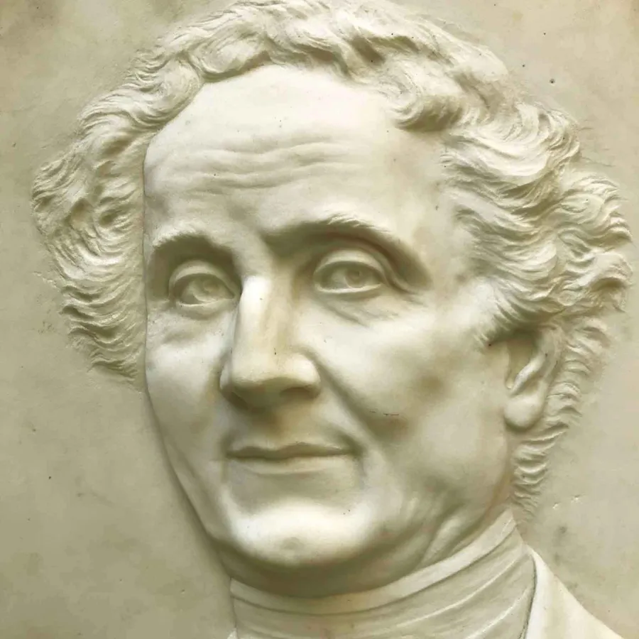 obrazek 2 Owalna płaskorzeźba z włoskiego marmuru Carrara, XIX-wieczny - portret prawnika Francesco Rossignoli