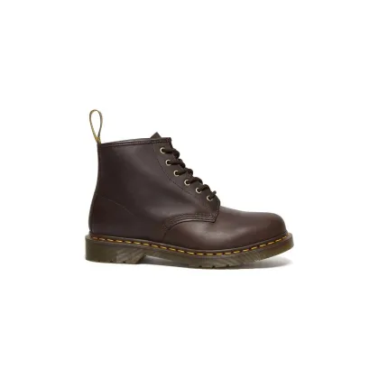 Zdjęcie Dr. Martens botki skórzane 101 kolor brązowy na płaskim obcasie DM27761201